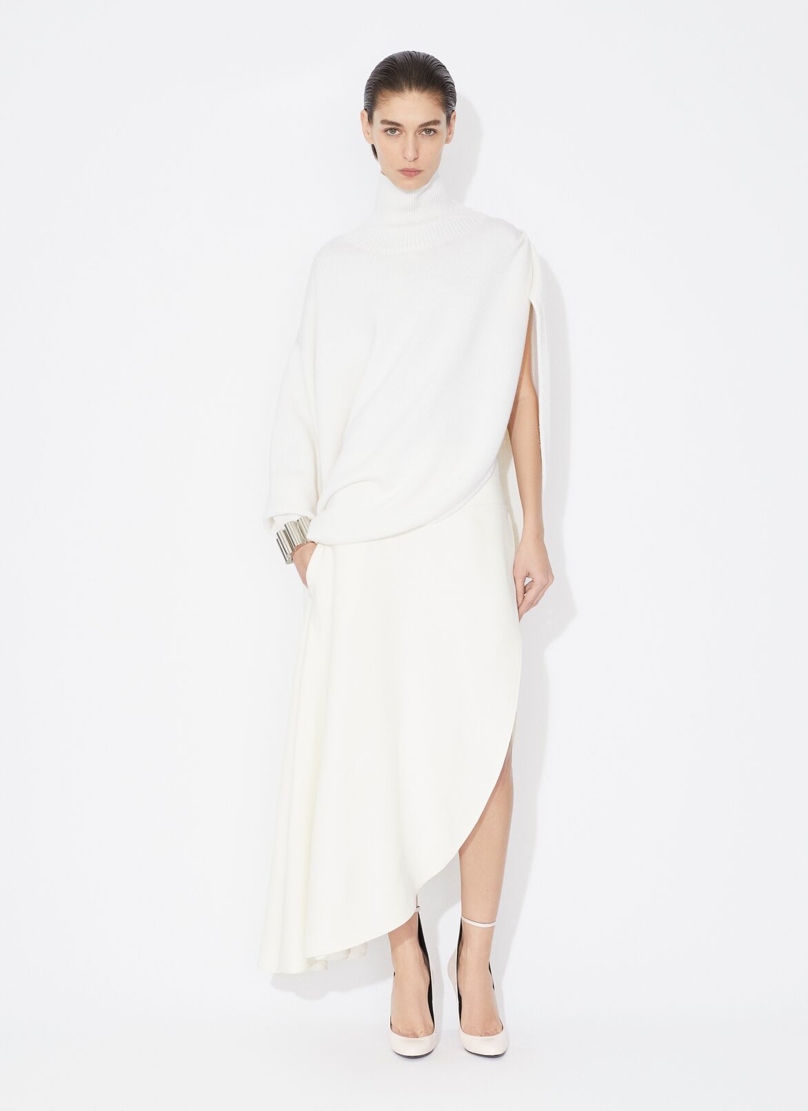 FLUID ASYMMETRIC SKIRT ALAÏA WHITE FLUID ASYMMETRIC SKIRT